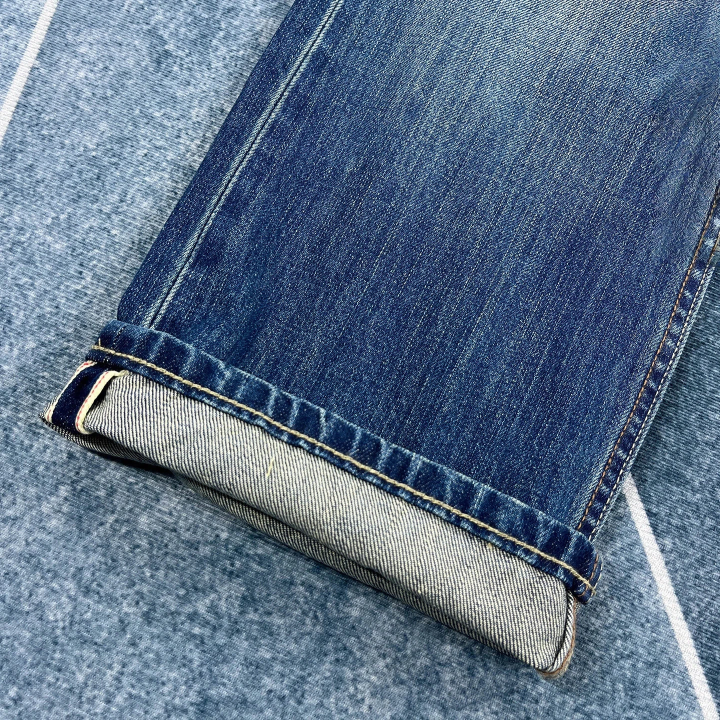 Spring new style red edge red ear jeans men's American retro style loose straight pants Ami trendy khaki