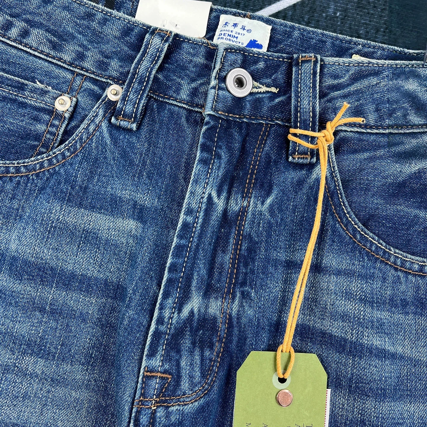 Spring new style red edge red ear jeans men's American retro style loose straight pants Ami trendy khaki