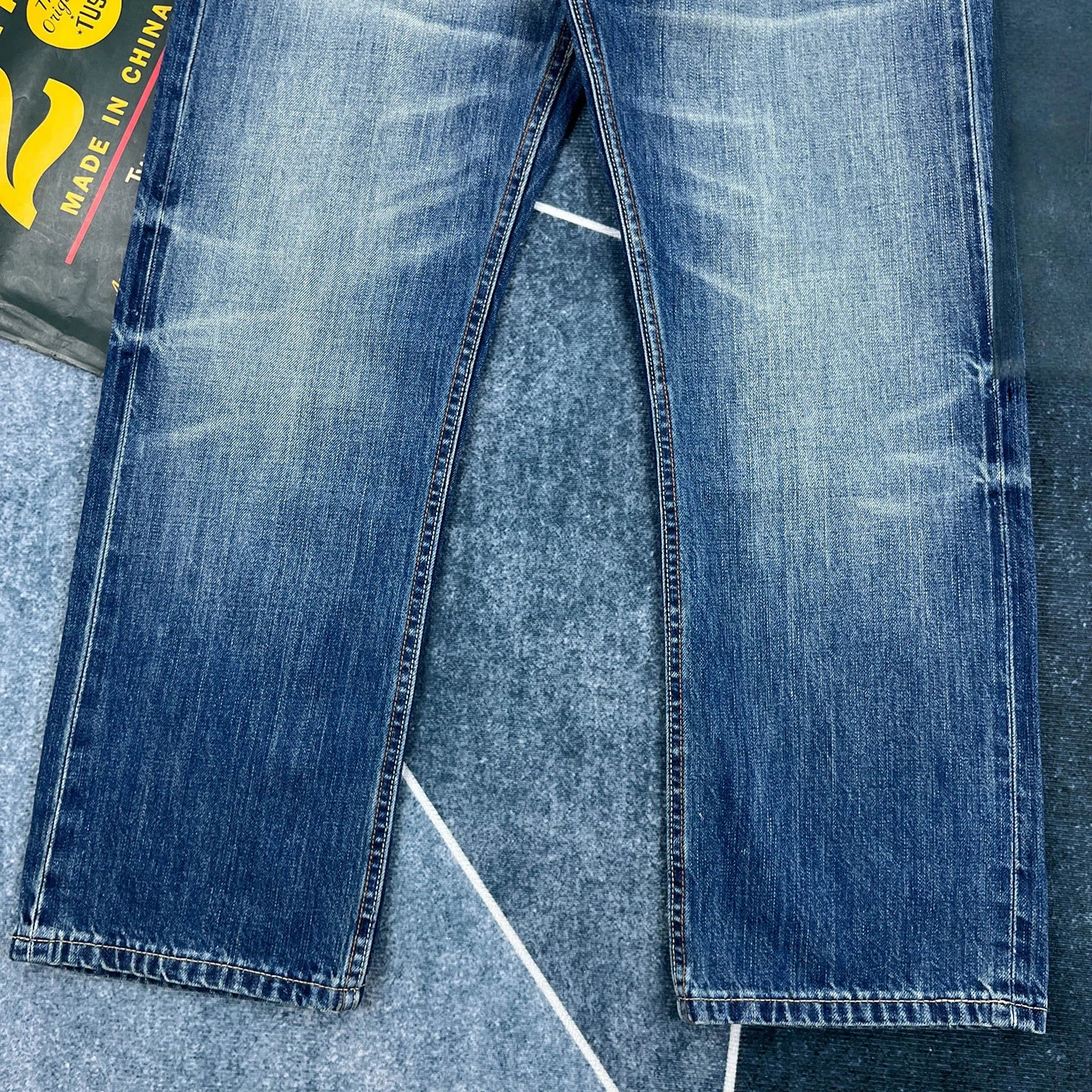 Spring new style red edge red ear jeans men's American retro style loose straight pants Ami trendy khaki
