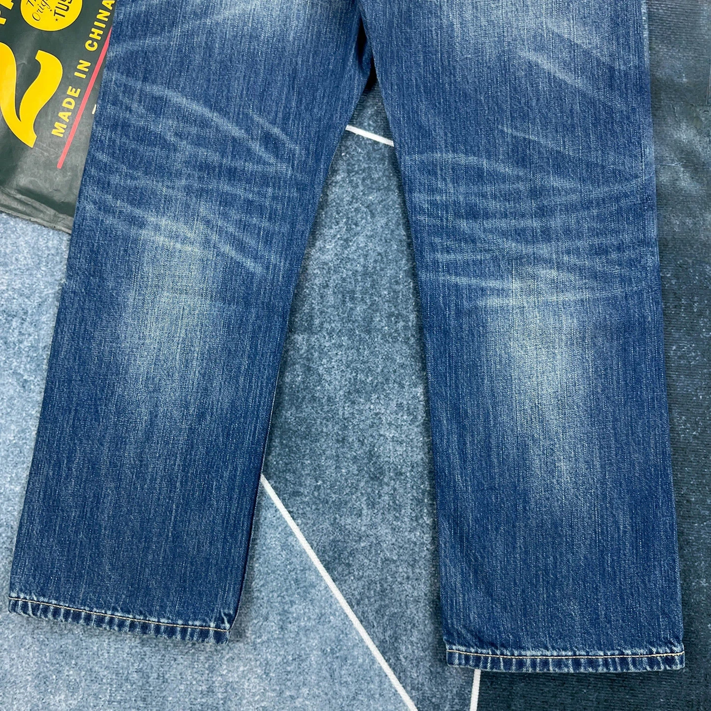 Spring new style red edge red ear jeans men's American retro style loose straight pants Ami trendy khaki