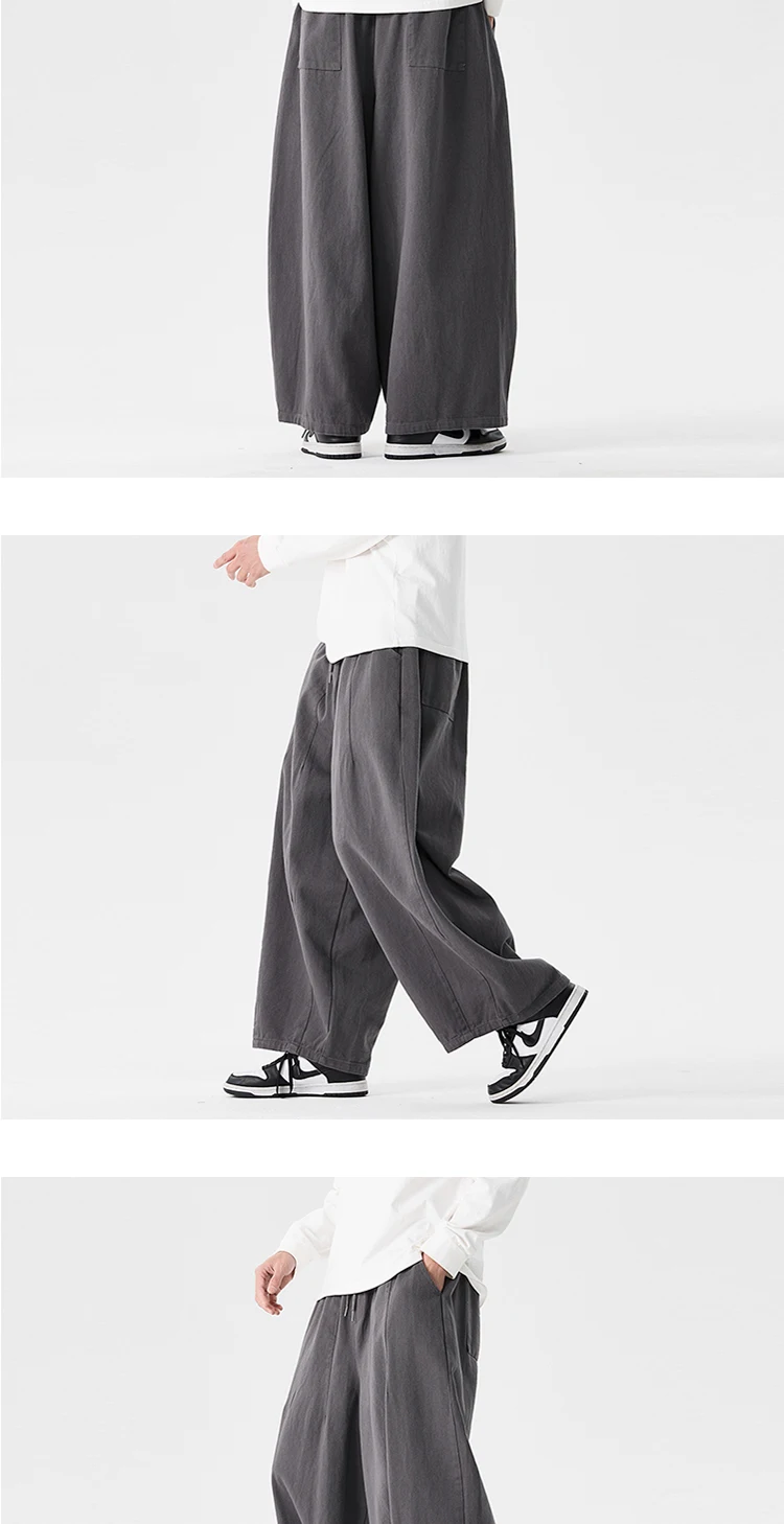 Wide Leg Pants Men's Comfortable to wear Casual Pants Japanese Harun Pants Men's Lantern Drawstring Sweatpant Trousers Plus Size