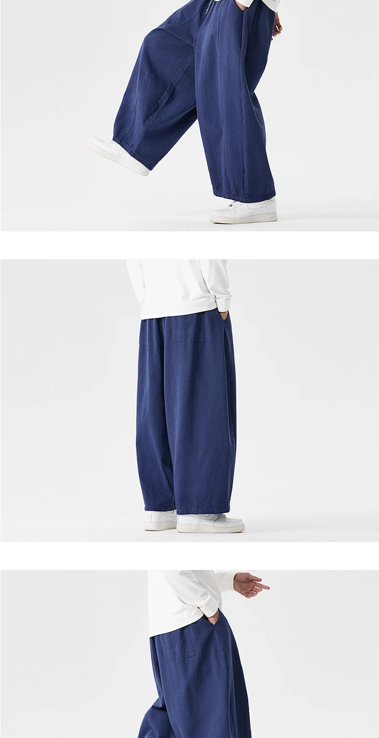 Wide Leg Pants Men's Comfortable to wear Casual Pants Japanese Harun Pants Men's Lantern Drawstring Sweatpant Trousers Plus Size
