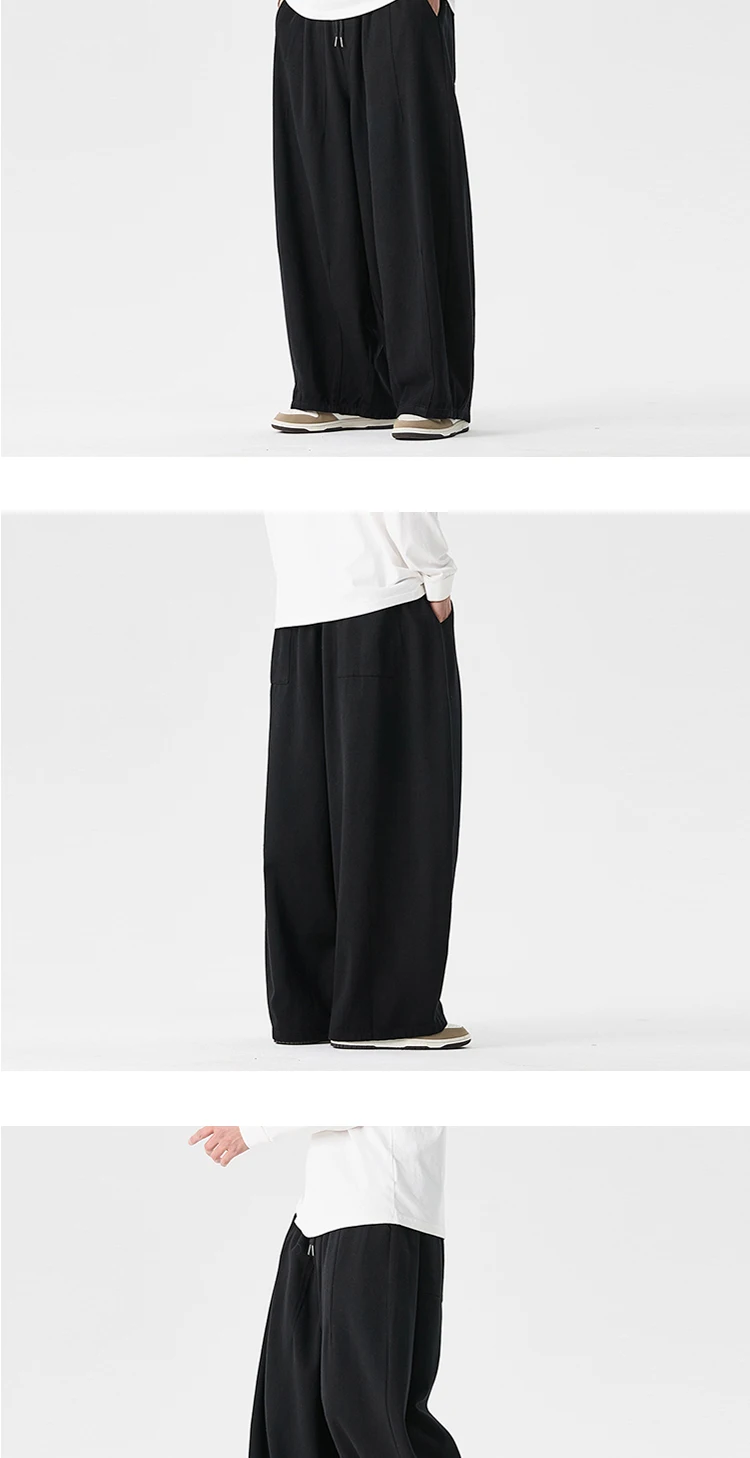 Wide Leg Pants Men's Comfortable to wear Casual Pants Japanese Harun Pants Men's Lantern Drawstring Sweatpant Trousers Plus Size