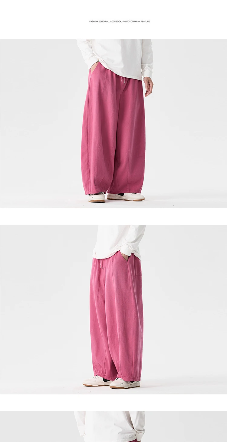 Wide Leg Pants Men's Comfortable to wear Casual Pants Japanese Harun Pants Men's Lantern Drawstring Sweatpant Trousers Plus Size