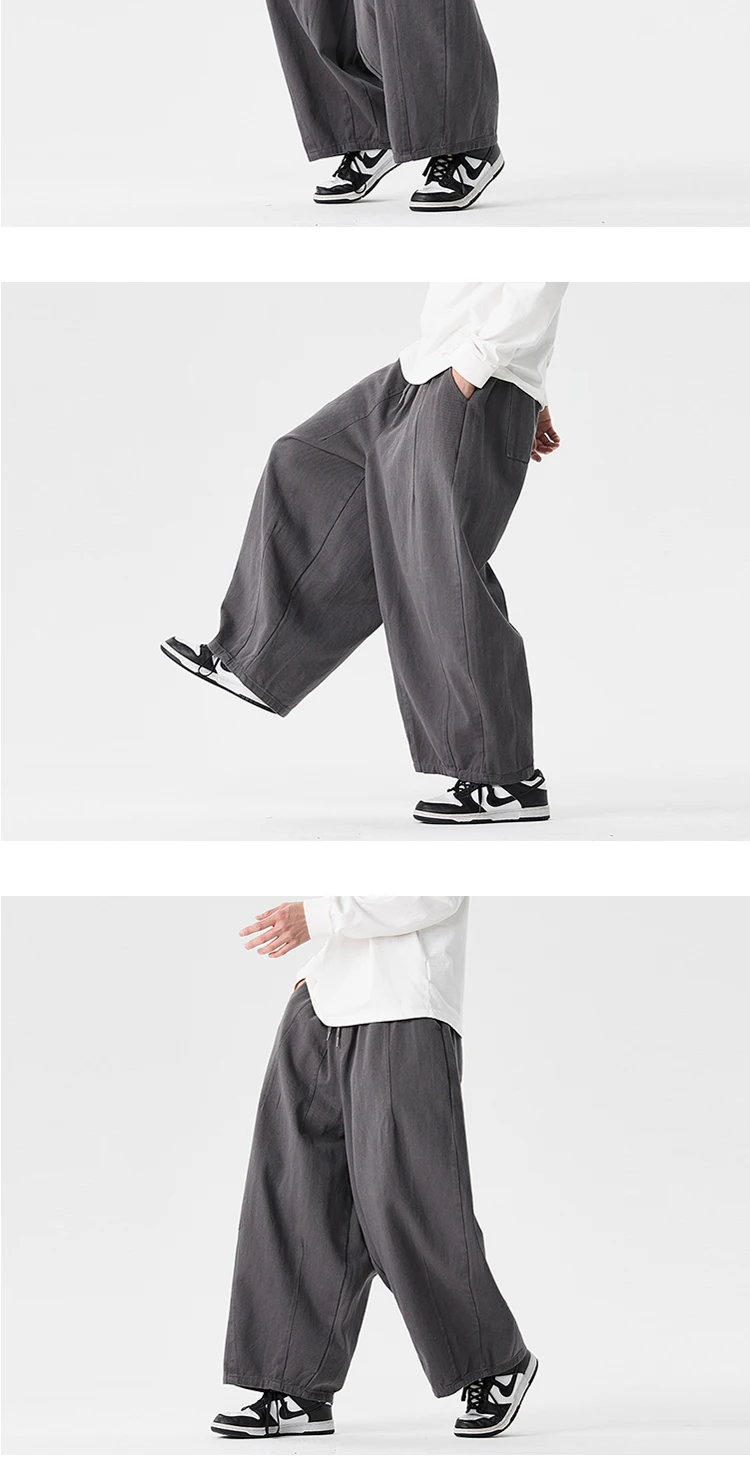 Wide Leg Pants Men's Comfortable to wear Casual Pants Japanese Harun Pants Men's Lantern Drawstring Sweatpant Trousers Plus Size
