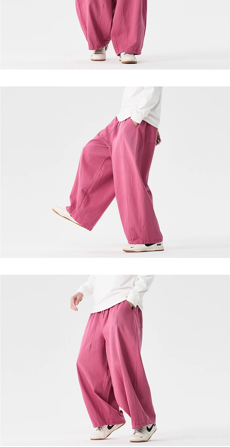 Wide Leg Pants Men's Comfortable to wear Casual Pants Japanese Harun Pants Men's Lantern Drawstring Sweatpant Trousers Plus Size