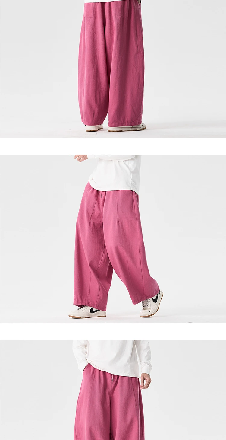 Wide Leg Pants Men's Comfortable to wear Casual Pants Japanese Harun Pants Men's Lantern Drawstring Sweatpant Trousers Plus Size