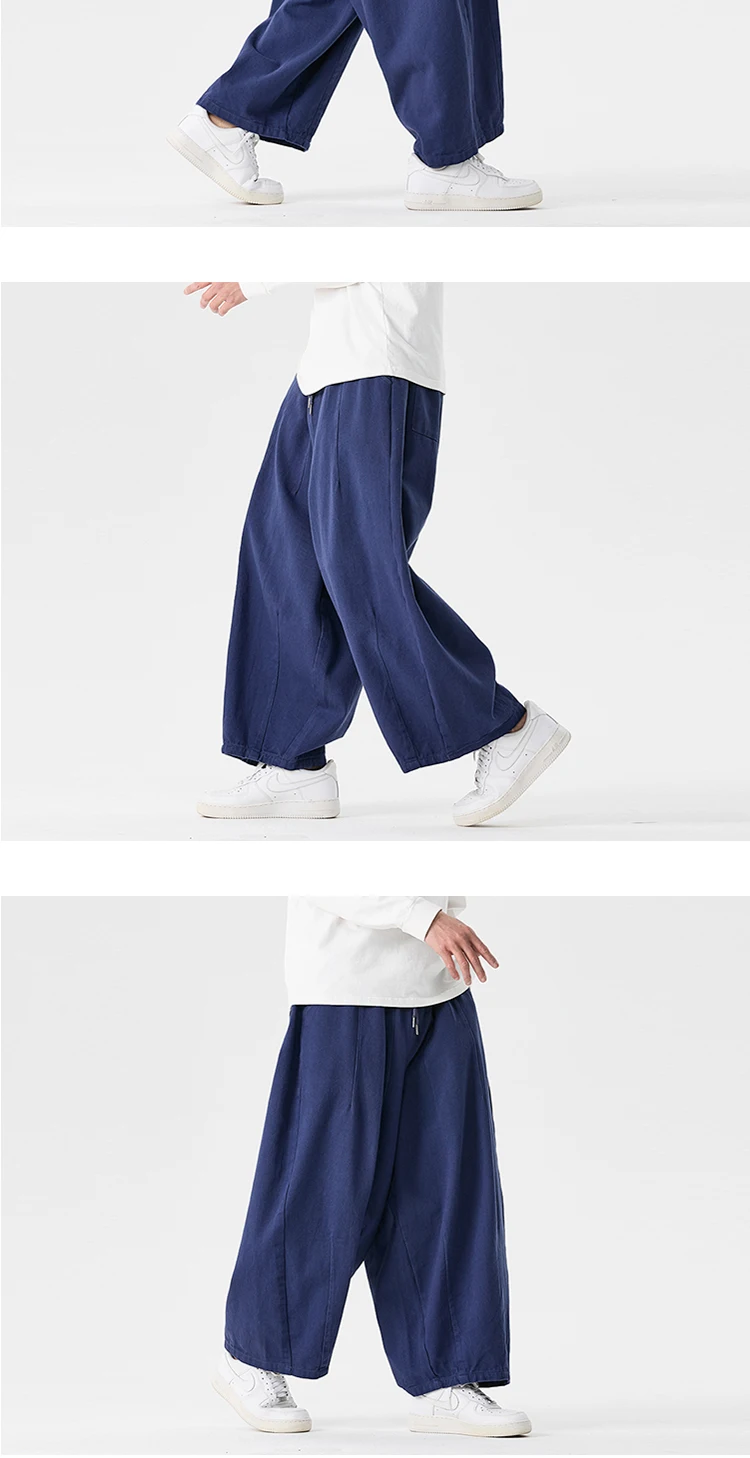 Wide Leg Pants Men's Comfortable to wear Casual Pants Japanese Harun Pants Men's Lantern Drawstring Sweatpant Trousers Plus Size
