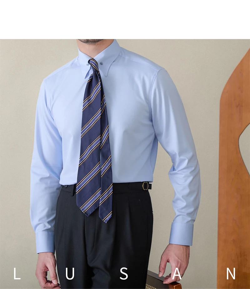 Gentry Business Slim-fit Long-sleeved Shirt Non-ironing Three-proof British Empire Pinhole Collar Shirt All-match Men