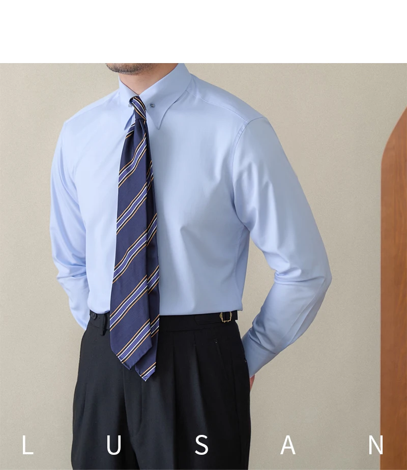 Gentry Business Slim-fit Long-sleeved Shirt Non-ironing Three-proof British Empire Pinhole Collar Shirt All-match Men