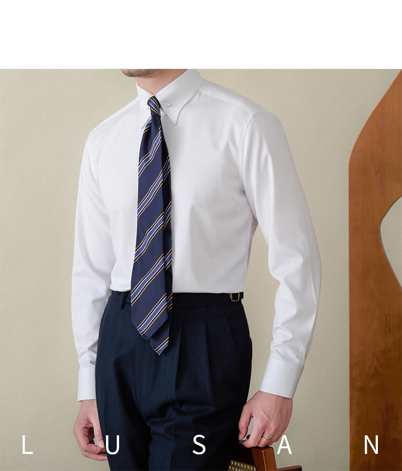 Gentry Business Slim-fit Long-sleeved Shirt Non-ironing Three-proof British Empire Pinhole Collar Shirt All-match Men