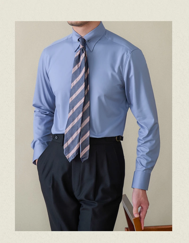 Gentry Business Slim-fit Long-sleeved Shirt Non-ironing Three-proof British Empire Pinhole Collar Shirt All-match Men