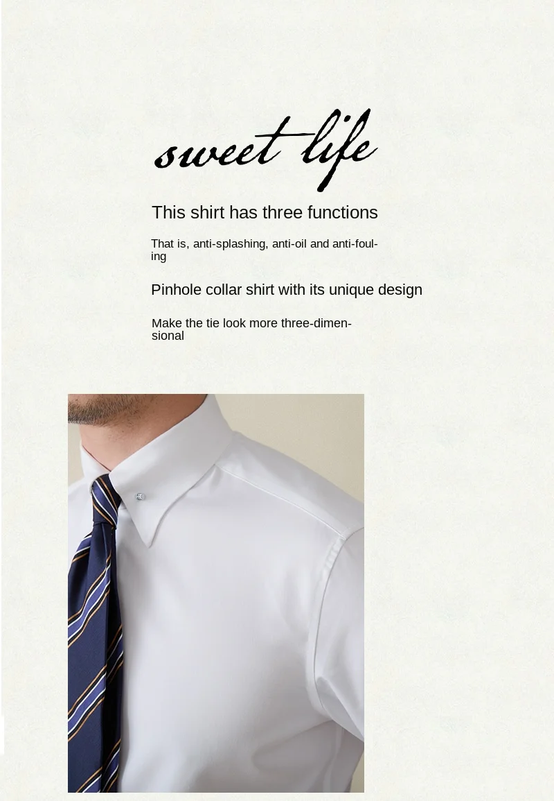 Gentry Business Slim-fit Long-sleeved Shirt Non-ironing Three-proof British Empire Pinhole Collar Shirt All-match Men