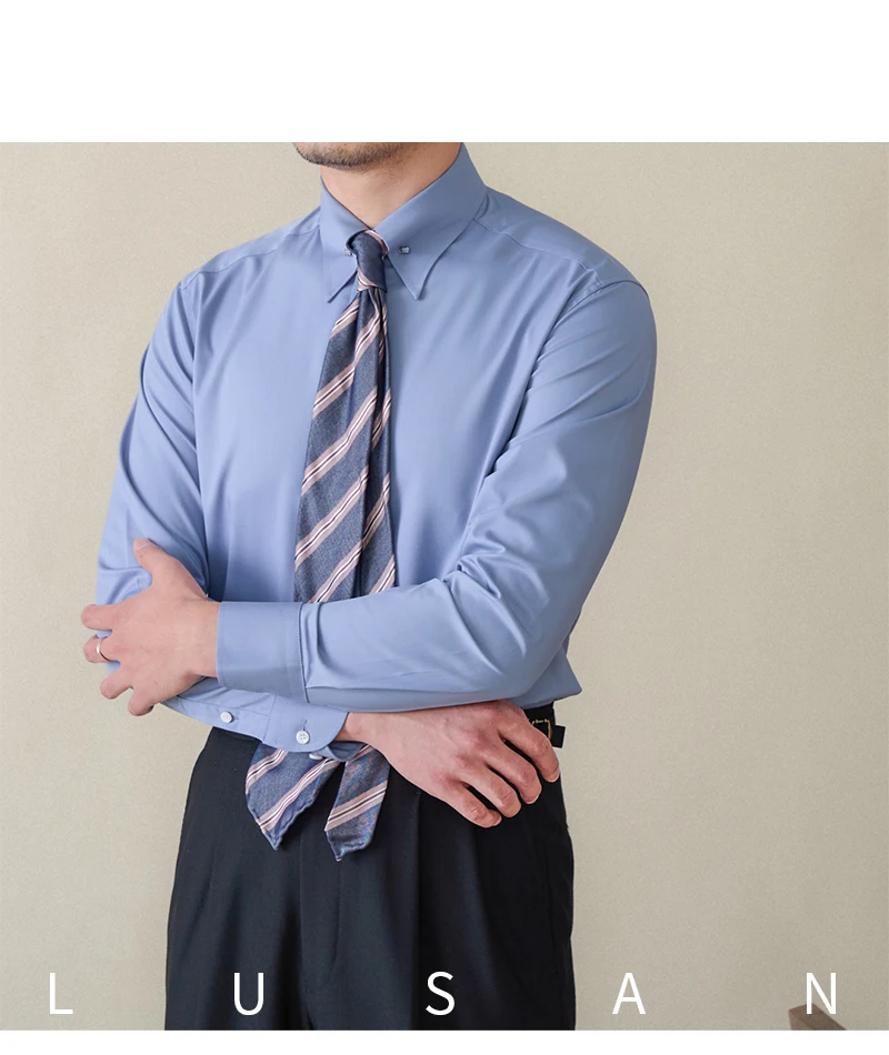 Gentry Business Slim-fit Long-sleeved Shirt Non-ironing Three-proof British Empire Pinhole Collar Shirt All-match Men