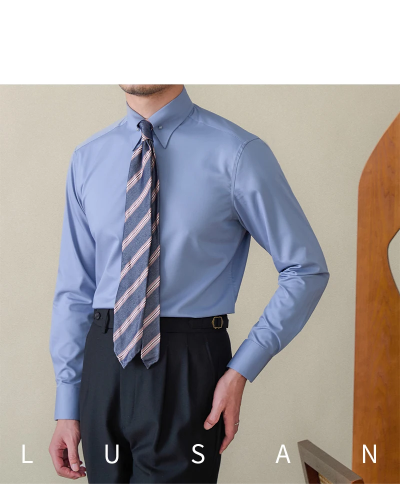 Gentry Business Slim-fit Long-sleeved Shirt Non-ironing Three-proof British Empire Pinhole Collar Shirt All-match Men