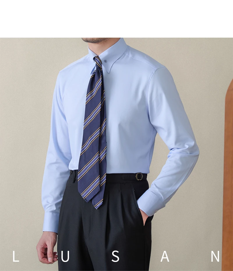 Gentry Business Slim-fit Long-sleeved Shirt Non-ironing Three-proof British Empire Pinhole Collar Shirt All-match Men