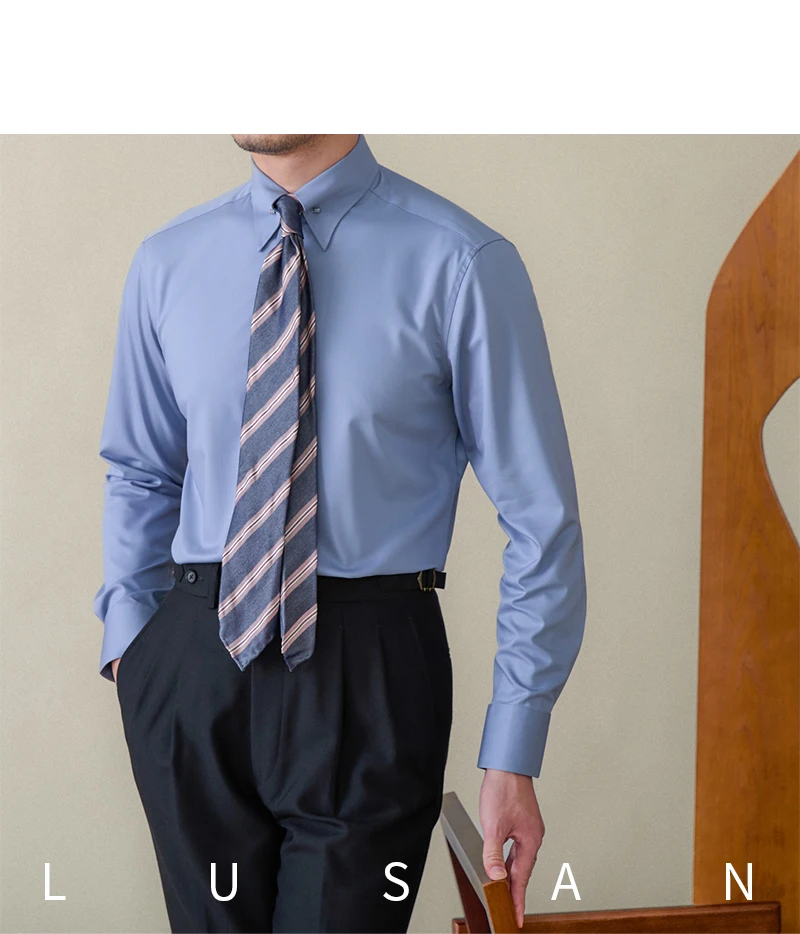 Gentry Business Slim-fit Long-sleeved Shirt Non-ironing Three-proof British Empire Pinhole Collar Shirt All-match Men
