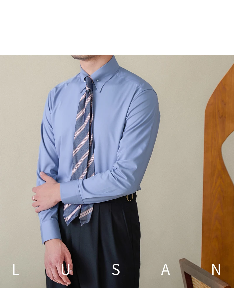 Gentry Business Slim-fit Long-sleeved Shirt Non-ironing Three-proof British Empire Pinhole Collar Shirt All-match Men