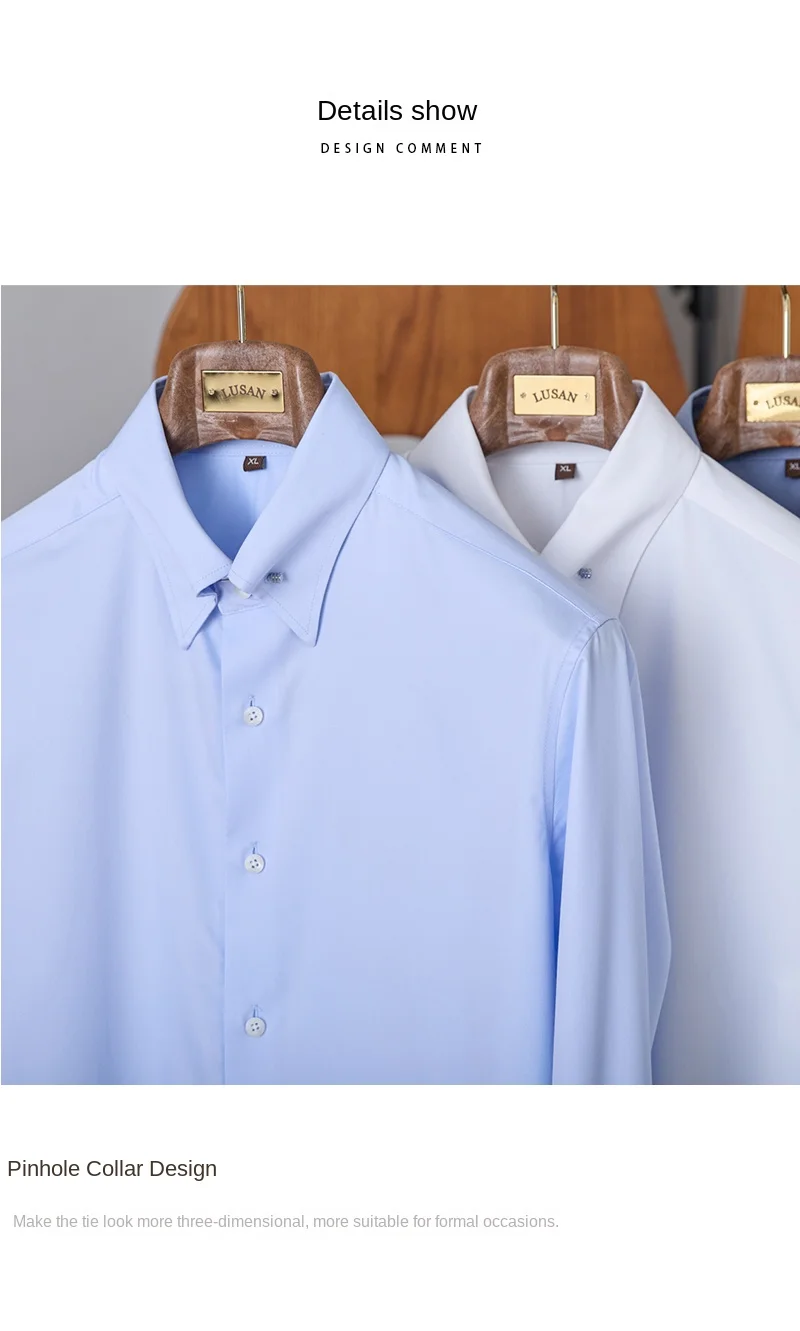 Gentry Business Slim-fit Long-sleeved Shirt Non-ironing Three-proof British Empire Pinhole Collar Shirt All-match Men