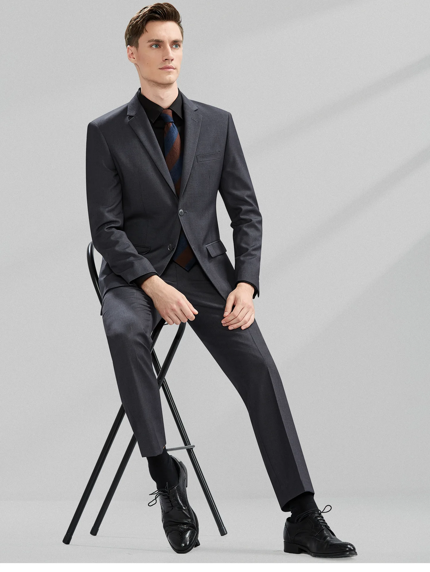 Suit Men (Blazer+Pants) Fashion Business Casual Slim-fit Formal Dress Banquet Work English Style Evening Dress Solid Color Suit