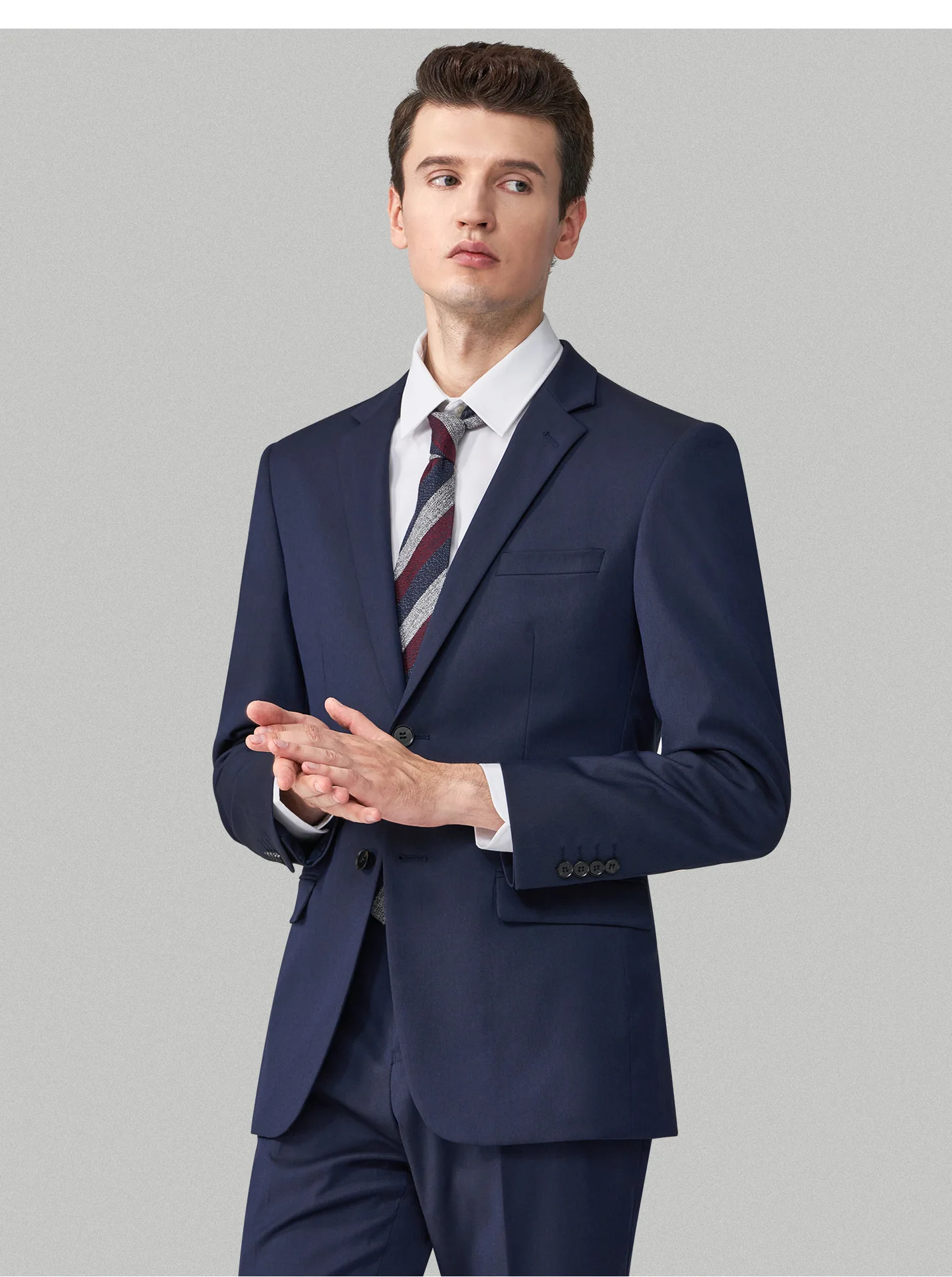 Suit Men (Blazer+Pants) Fashion Business Casual Slim-fit Formal Dress Banquet Work English Style Evening Dress Solid Color Suit