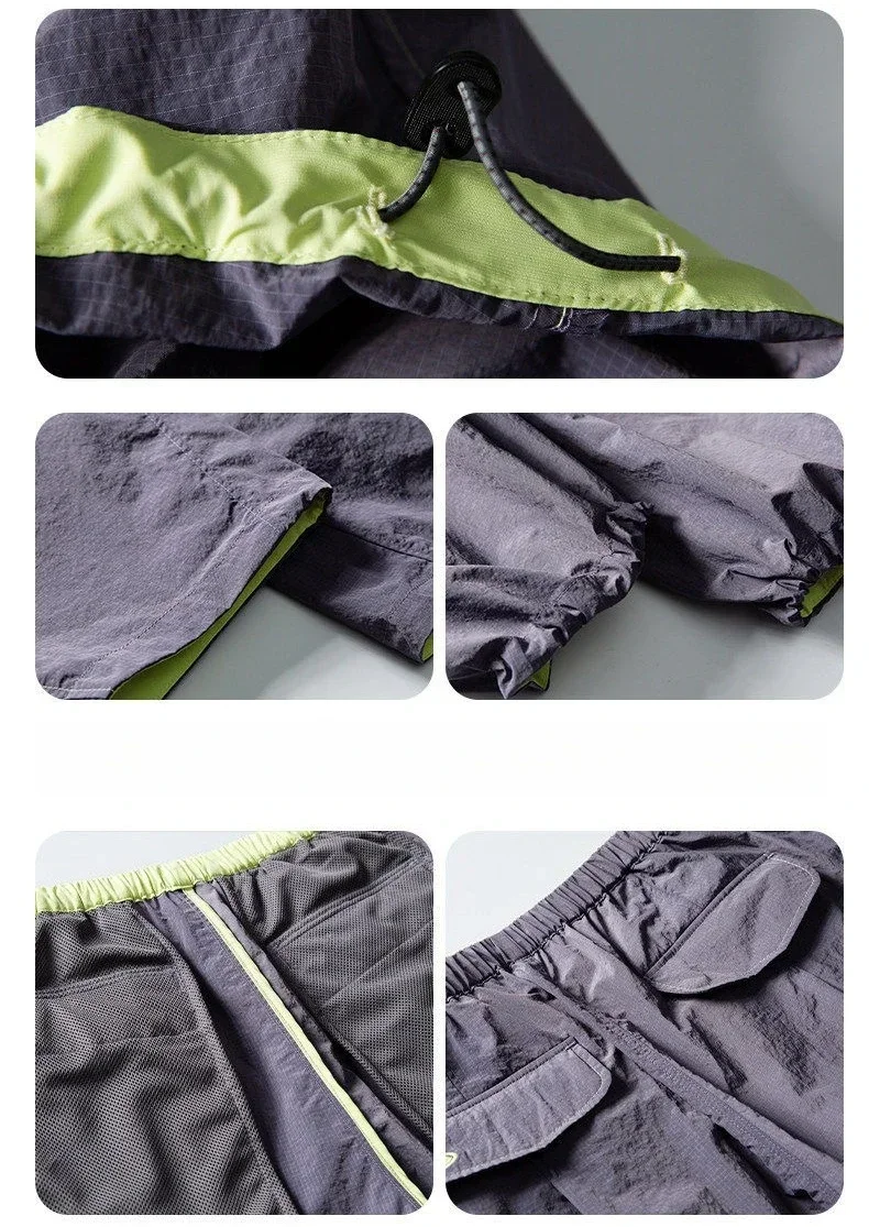 Unisex Outdoor Waterproof Cargo Pants - Quick Dry Wide Leg Techwear Trousers | Windbreaker Hiking Sweatpants with Double