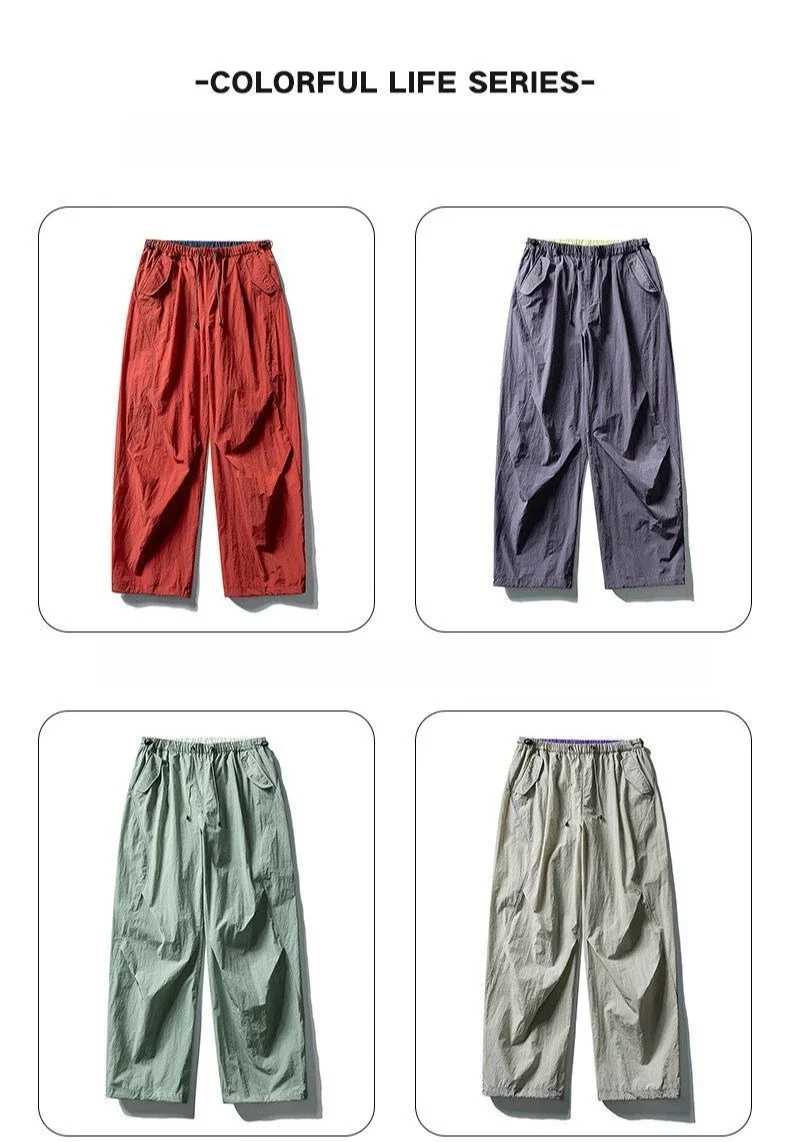 Unisex Outdoor Waterproof Cargo Pants - Quick Dry Wide Leg Techwear Trousers | Windbreaker Hiking Sweatpants with Double