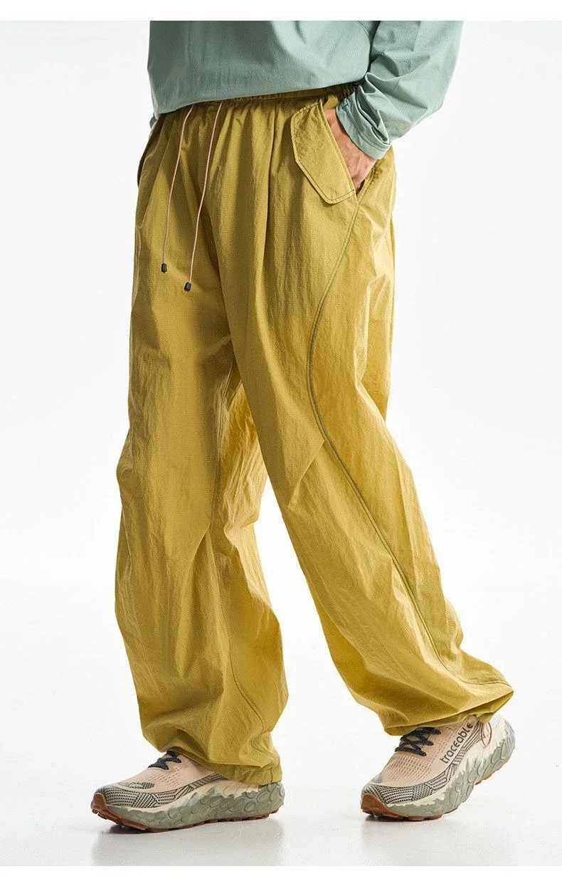 Unisex Outdoor Waterproof Cargo Pants - Quick Dry Wide Leg Techwear Trousers | Windbreaker Hiking Sweatpants with Double