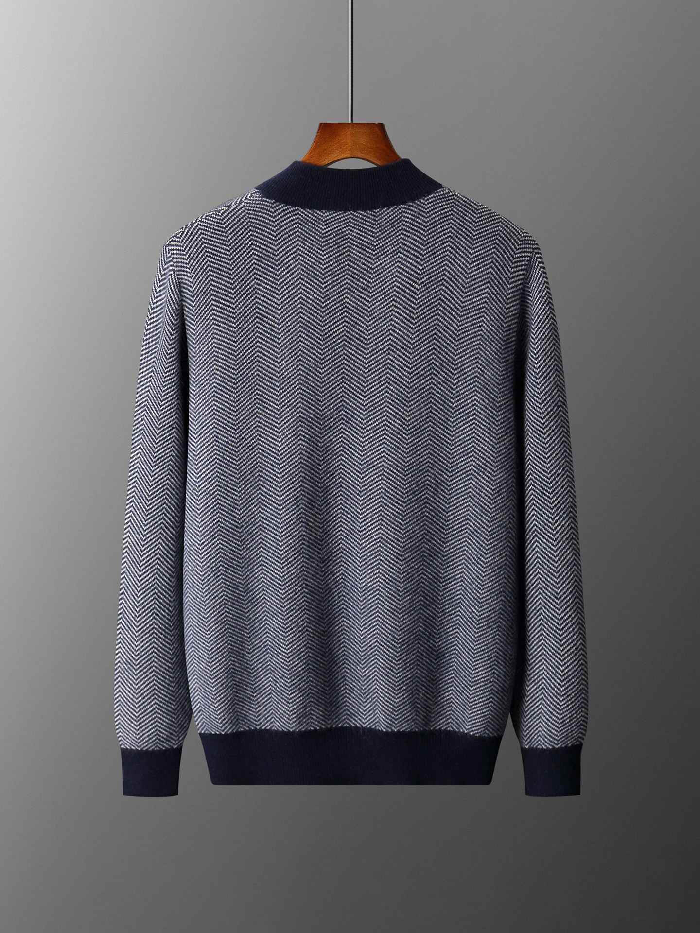 Man 100% Merino Wool Sweater Cardigan Knitted Pants Pencil Trousers Herringbone Color Block Suit Autumn Winter Thick Men's Set