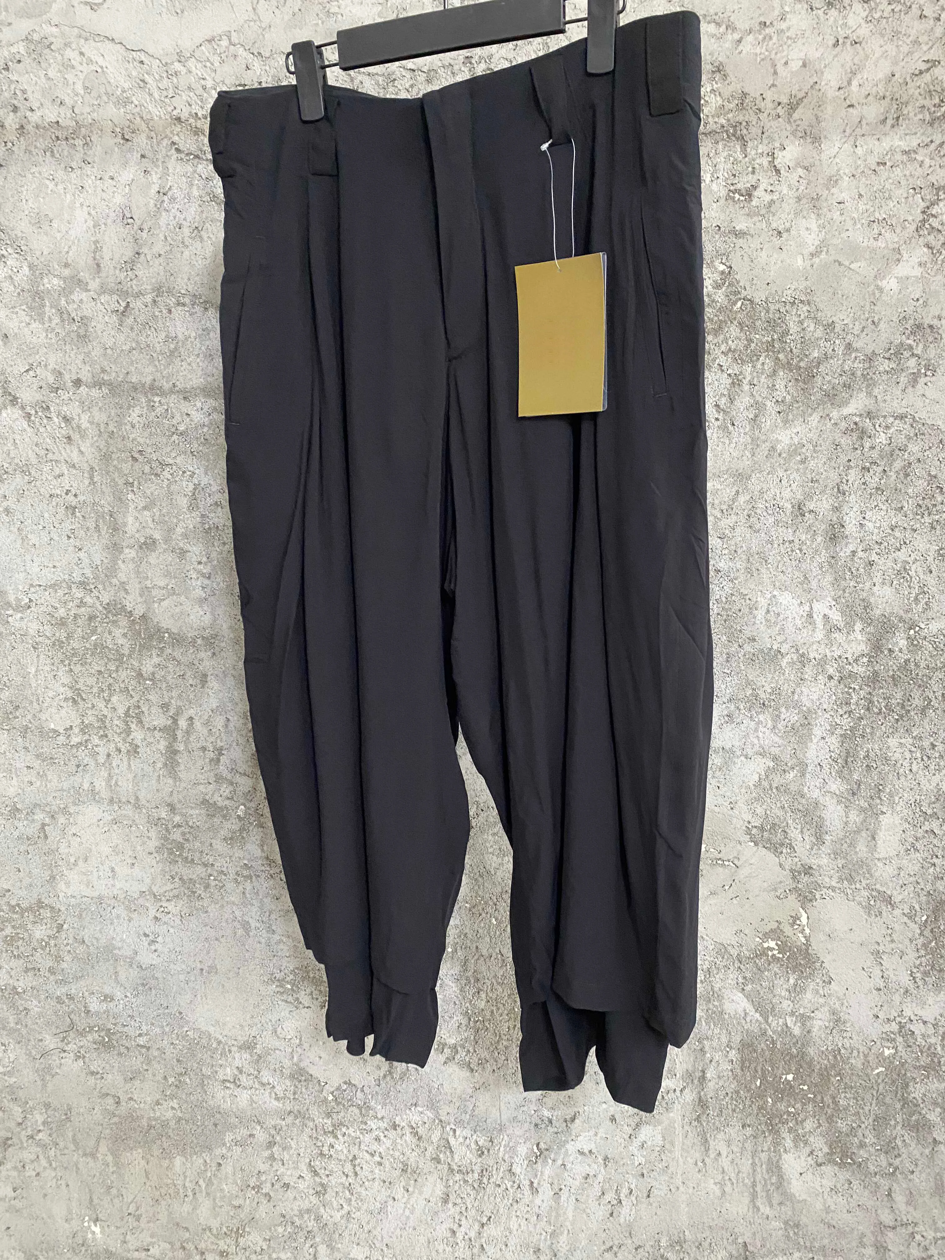TOP-YAMAMOTO original design wide-leg pants, spring pants, skirts, false two-piece men's pants, black elastic waist culottes
