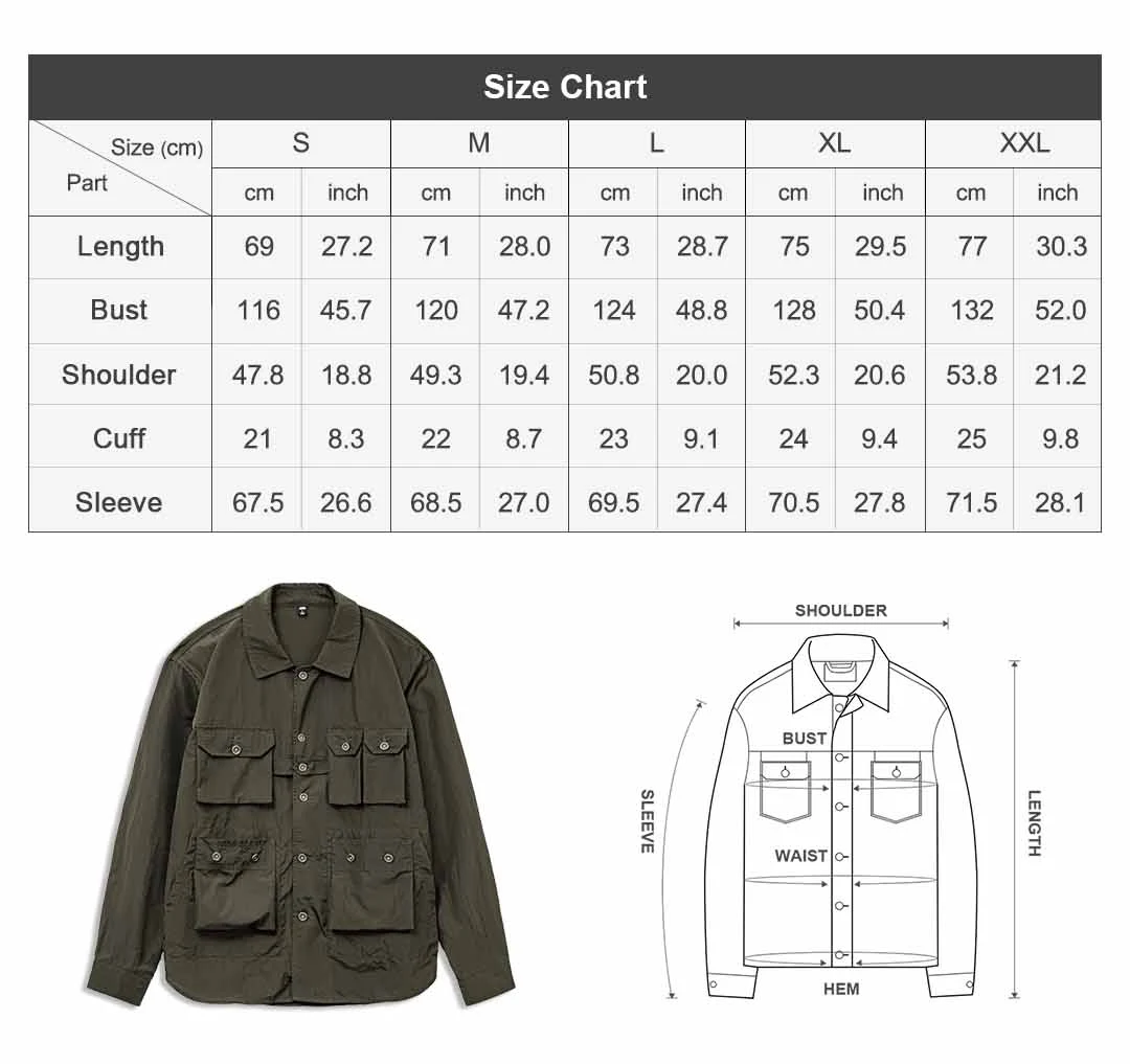 Maden Retro Safari Shirt Lightweight Multi-Pocket Military Green Long Sleeve Single-Breasted Blouse Outdoor Casual Spring Top