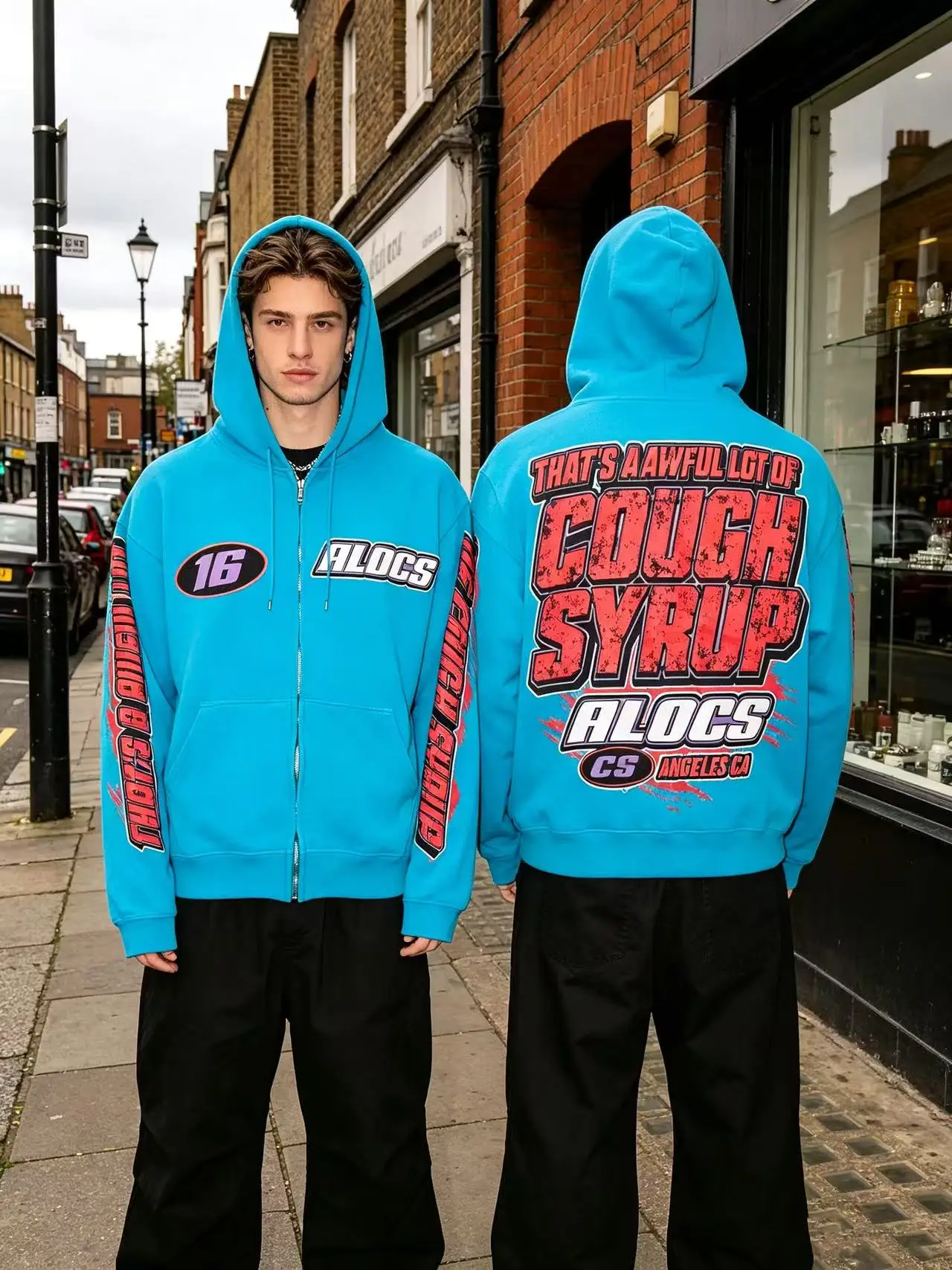 High Street Gun Big Letter Print Terry Hooded Hoodies for Men Streetwear Pullover Loose Casual Sweatshirt Oversized Hoody