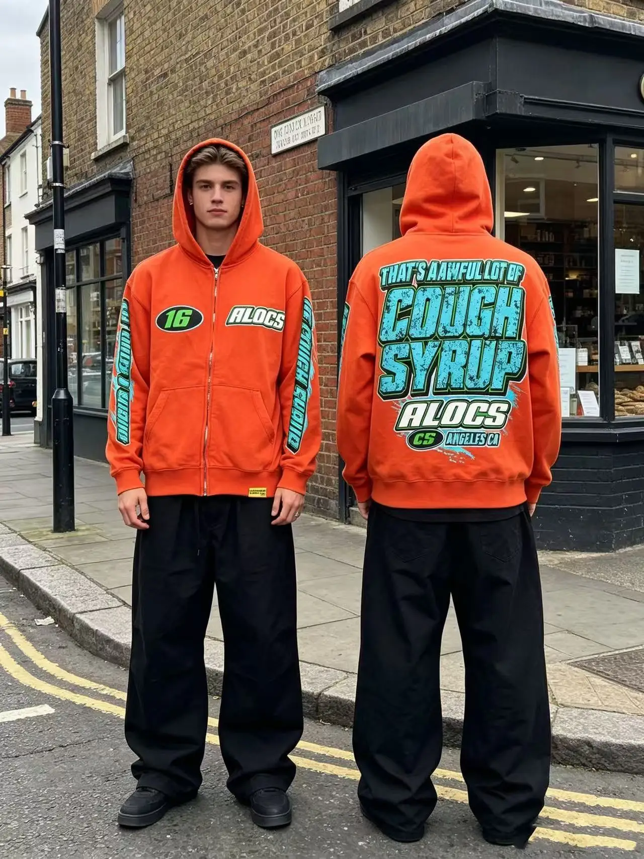 High Street Gun Big Letter Print Terry Hooded Hoodies for Men Streetwear Pullover Loose Casual Sweatshirt Oversized Hoody