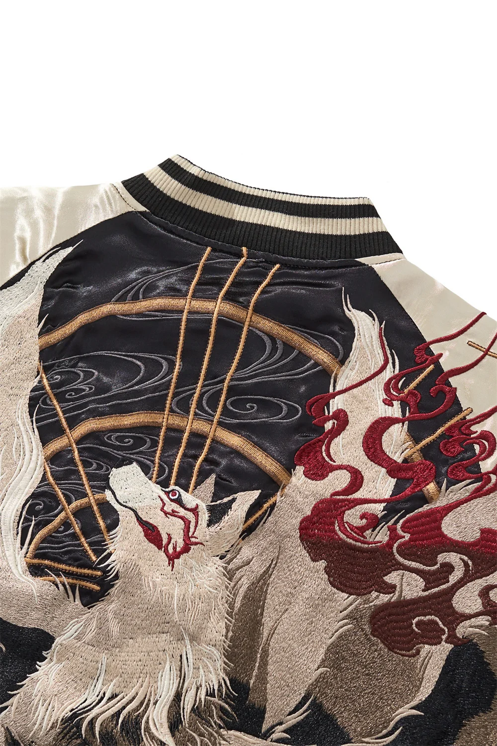 Japanese Style Nine Tailed Fox and Flame Embroidered Jacket 2025 Women Men Baseball Streetwear Harajuku Clothing Autumn Coats