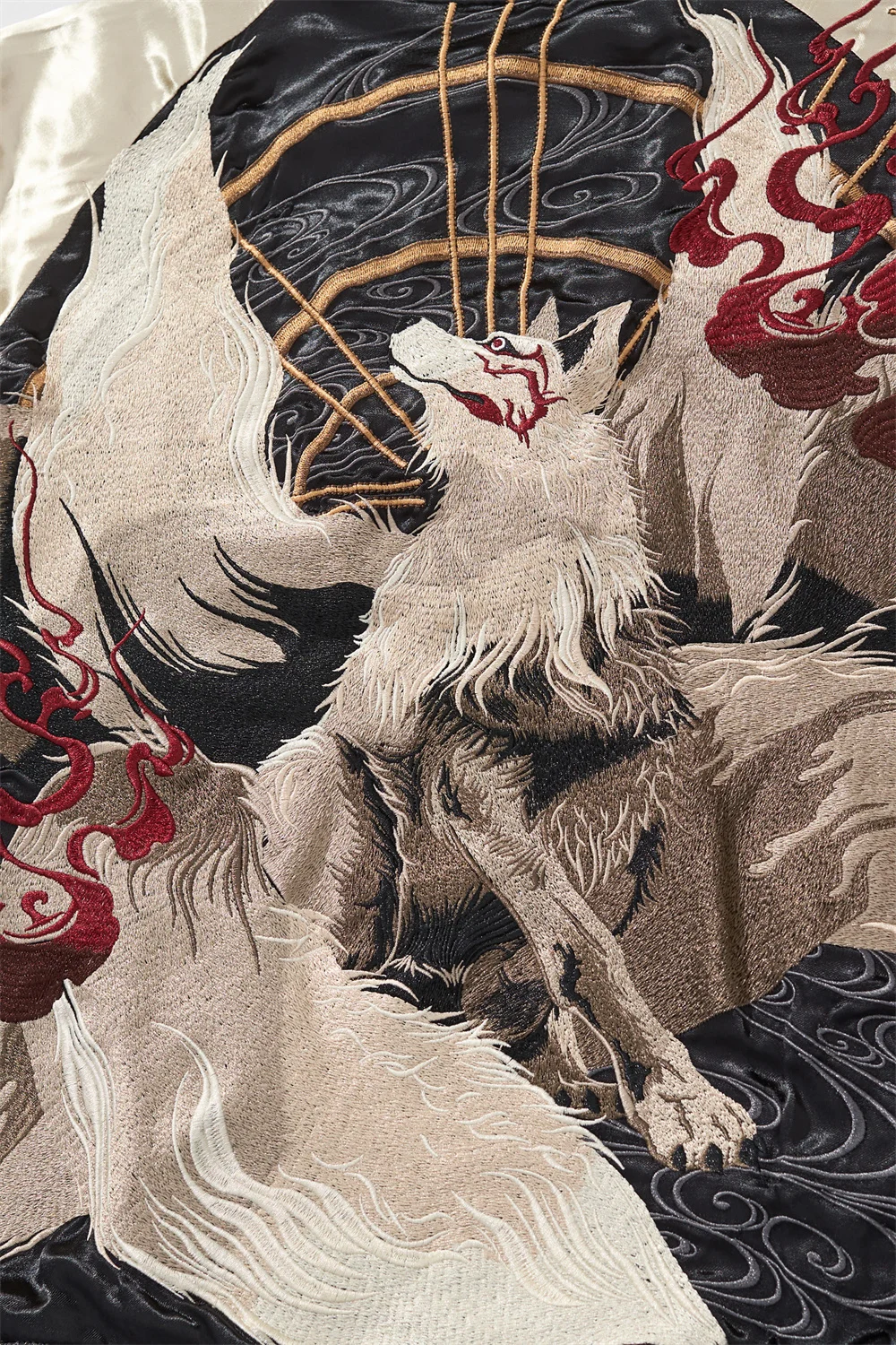Japanese Style Nine Tailed Fox and Flame Embroidered Jacket 2025 Women Men Baseball Streetwear Harajuku Clothing Autumn Coats