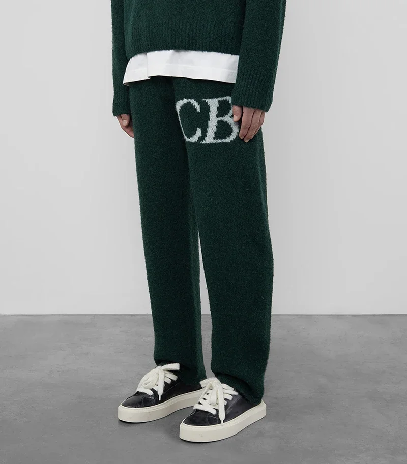Black White Couple Sweaters High Quality Jacquard CB Knitted Sweatshirts Fashion Oversize Round Neck Pullover Men Women Pants