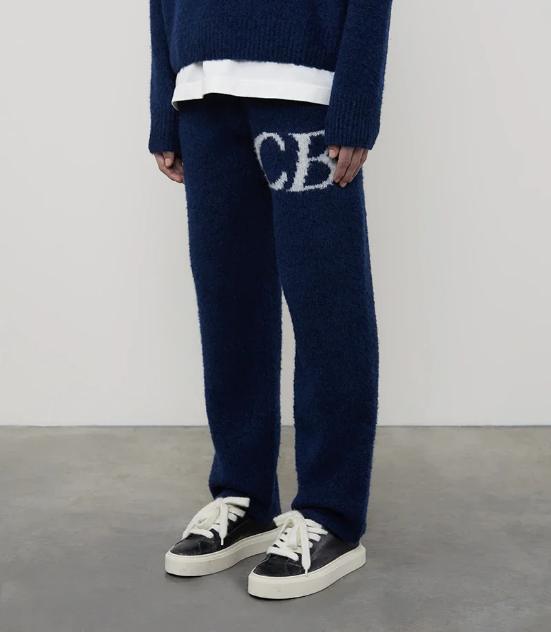 Black White Couple Sweaters High Quality Jacquard CB Knitted Sweatshirts Fashion Oversize Round Neck Pullover Men Women Pants