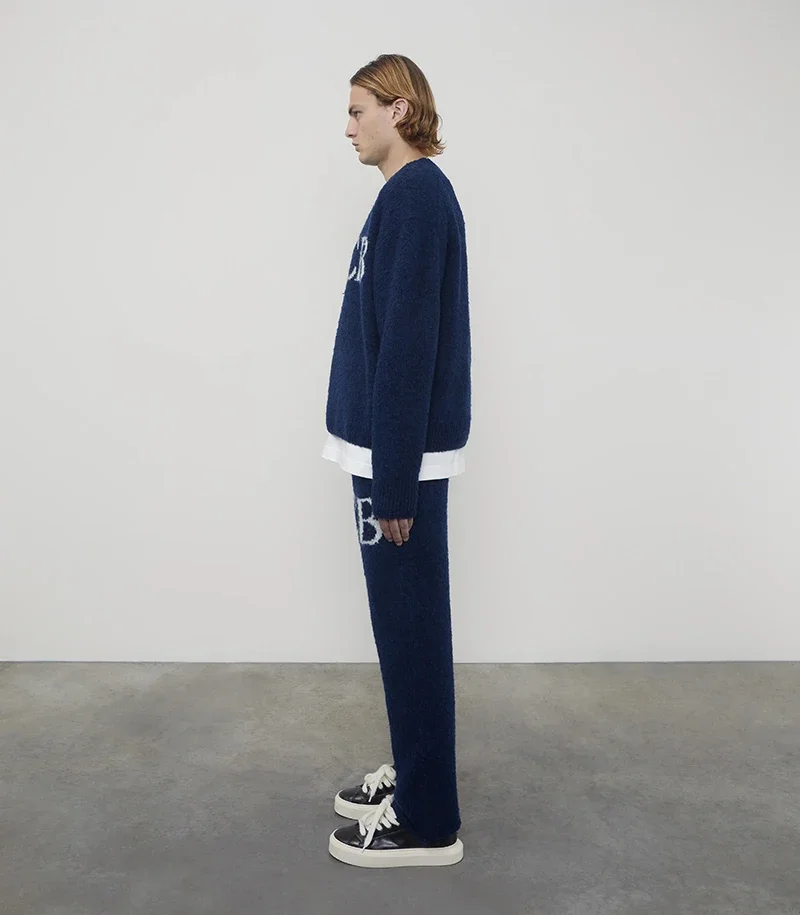 Black White Couple Sweaters High Quality Jacquard CB Knitted Sweatshirts Fashion Oversize Round Neck Pullover Men Women Pants