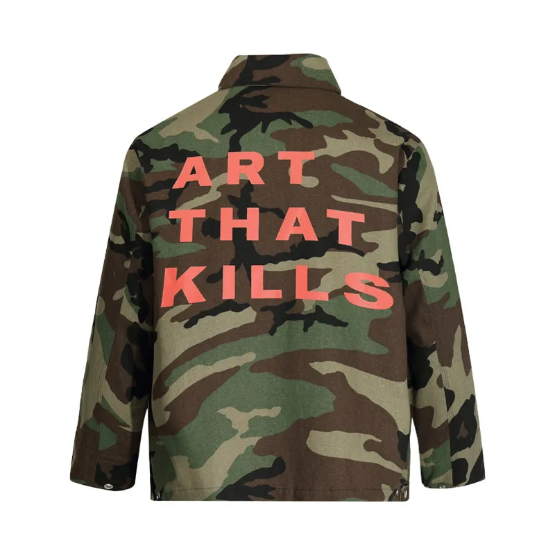 Gallery Dept Autumn New Letter Print Coach Jacket Tooling Camouflage Men's Zip Jacket