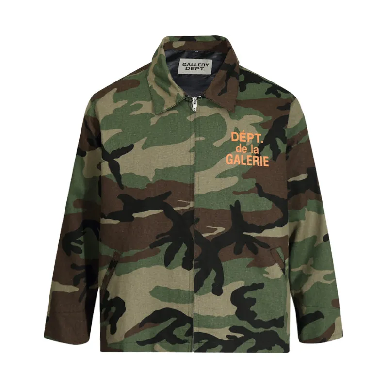 Gallery Dept Autumn New Letter Print Coach Jacket Tooling Camouflage Men's Zip Jacket