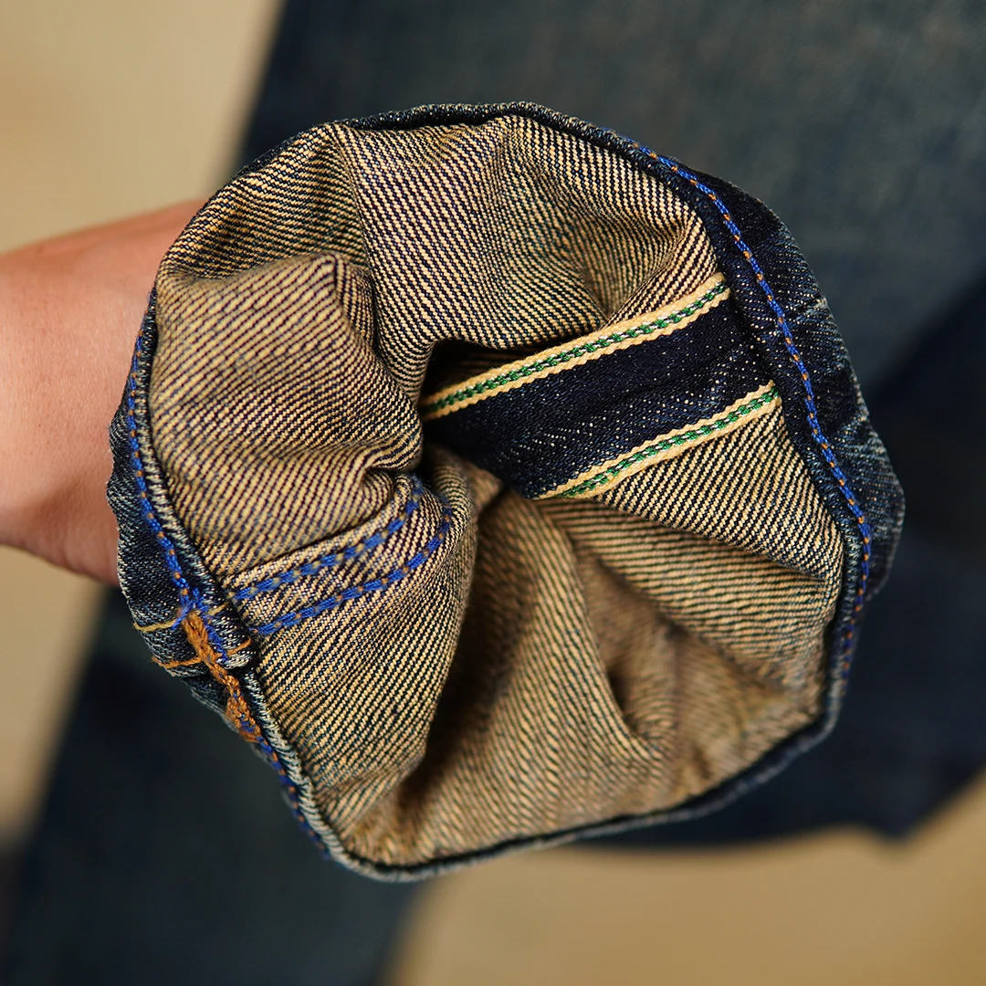 Autumn Red Selvedge 16oz 100% Cotton Non-Stretch Mid-High Waist Straight Leg Men's Denim Jeans American Vintage Washed Pants 5KM