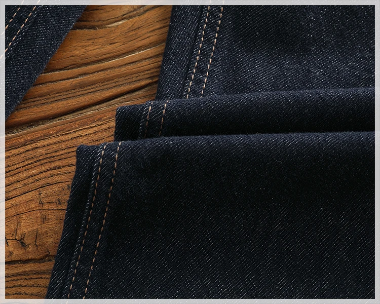 Anti-fading solid color general wash primary color denim jeans men's dark American casual loose straight cone pants