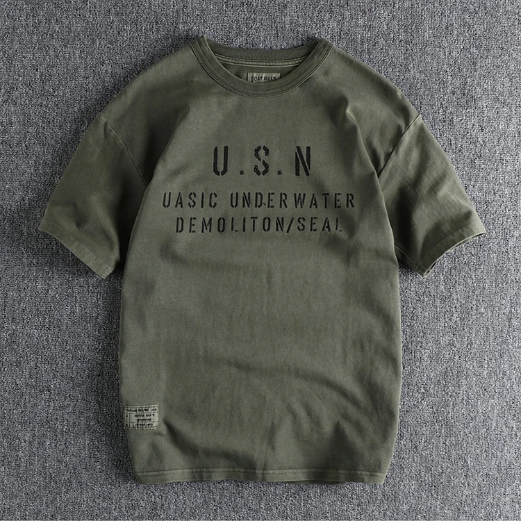 Summer New American Retro Short-sleeved O-neck Letter Printed T-shirt Men's Fashion Simple 100% Cotton Washed Casual Sport Tops