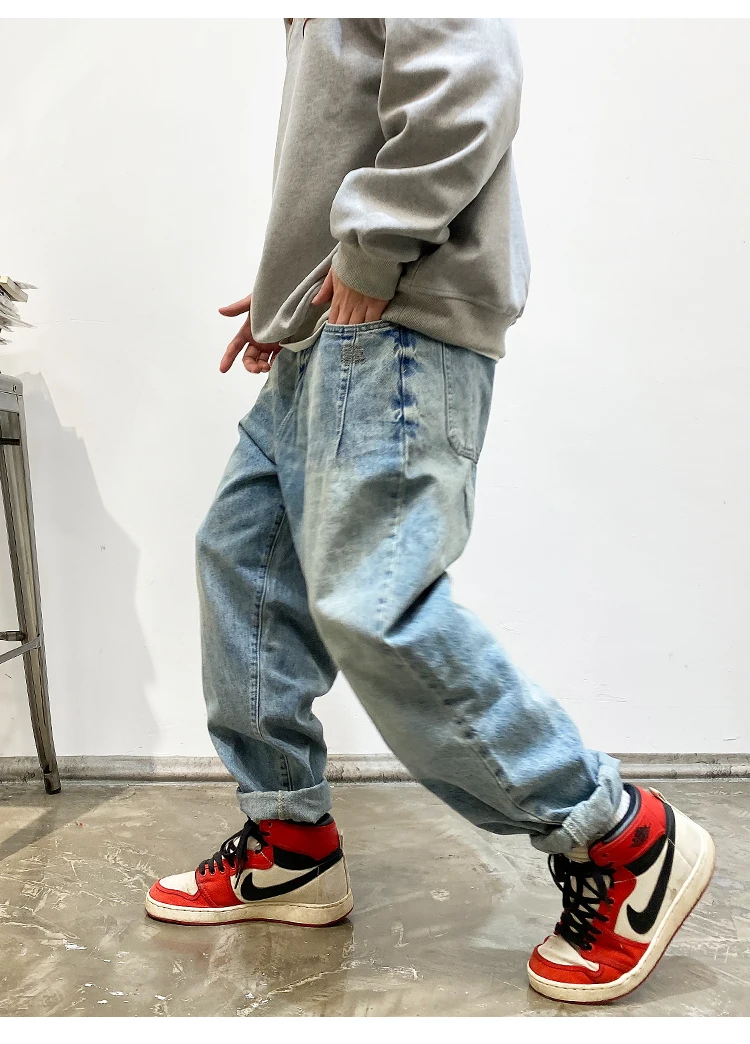 American Vintage High Quality Cargo Jeans Men Clothing Japanese Streetwear Straight Denim Trousers Harajuku Casual Pants Male