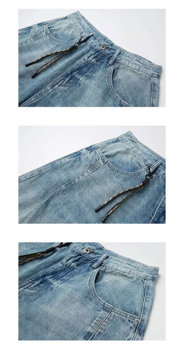 American Vintage High Quality Cargo Jeans Men Clothing Japanese Streetwear Straight Denim Trousers Harajuku Casual Pants Male