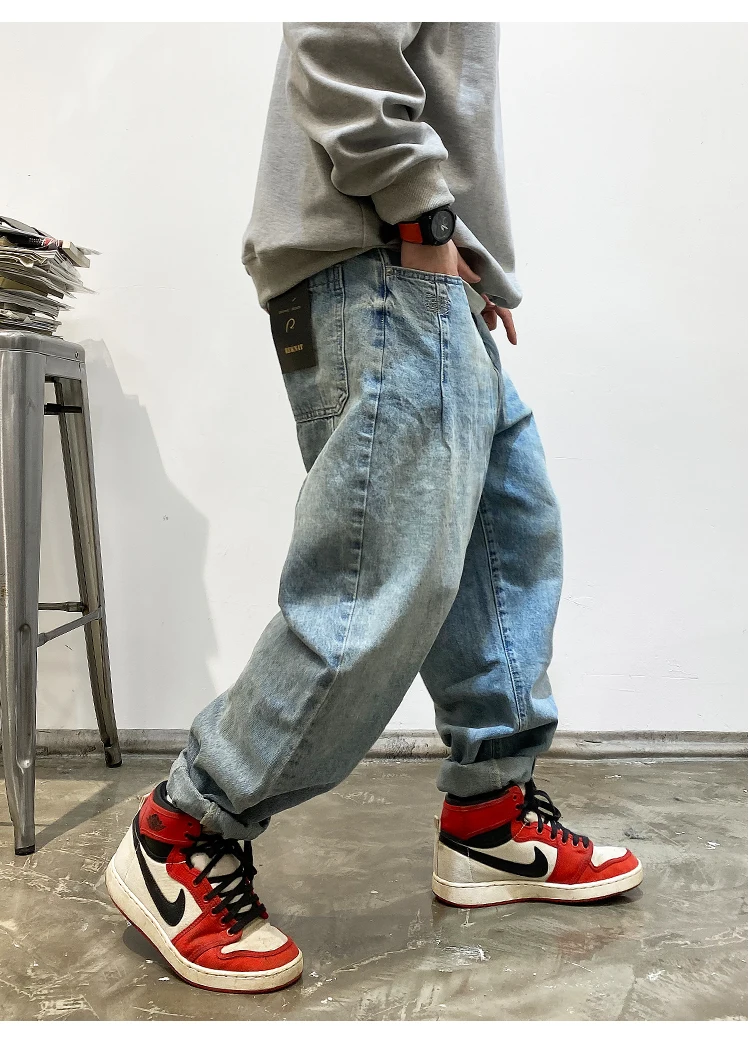 American Vintage High Quality Cargo Jeans Men Clothing Japanese Streetwear Straight Denim Trousers Harajuku Casual Pants Male