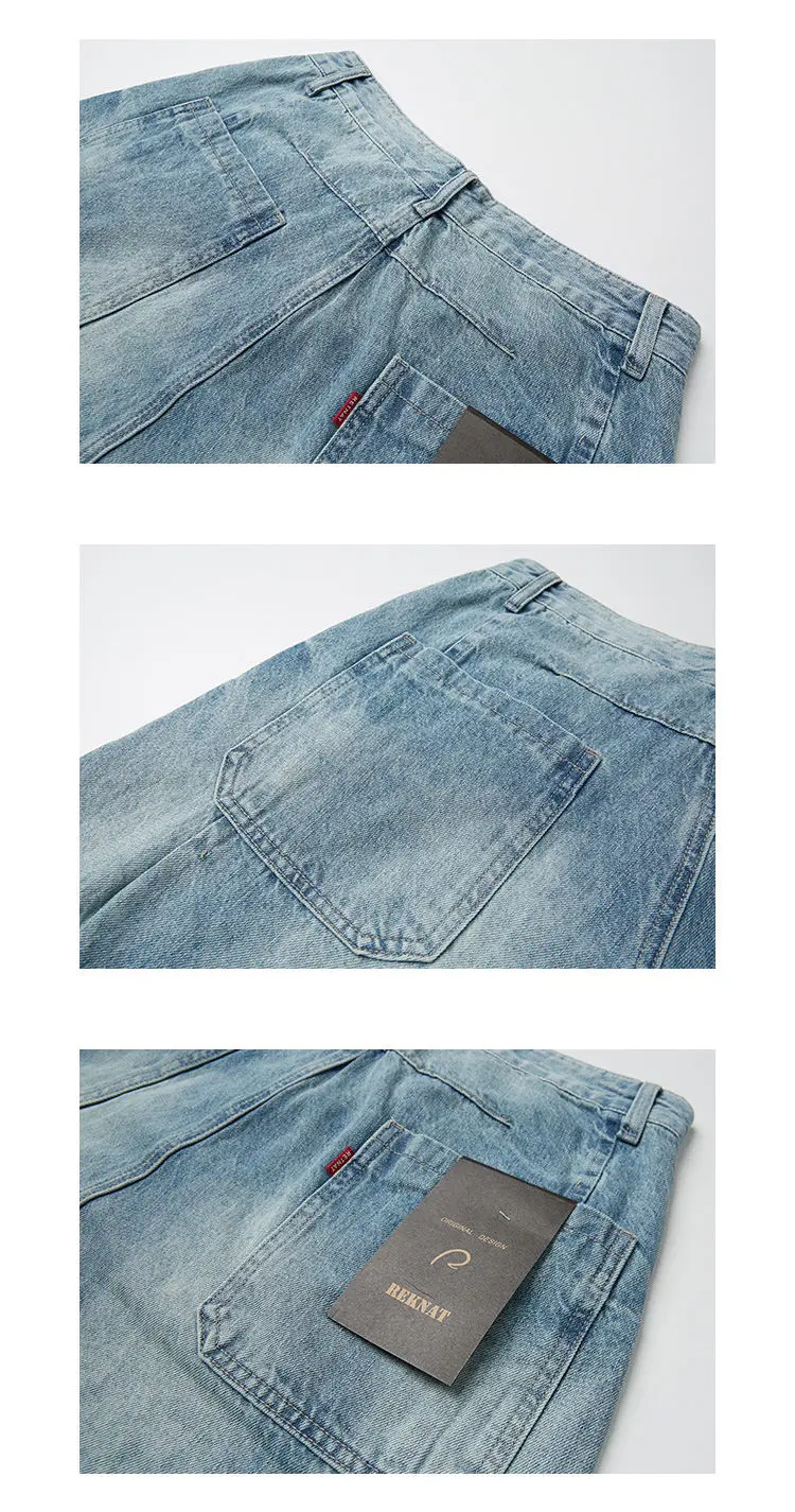 American Vintage High Quality Cargo Jeans Men Clothing Japanese Streetwear Straight Denim Trousers Harajuku Casual Pants Male