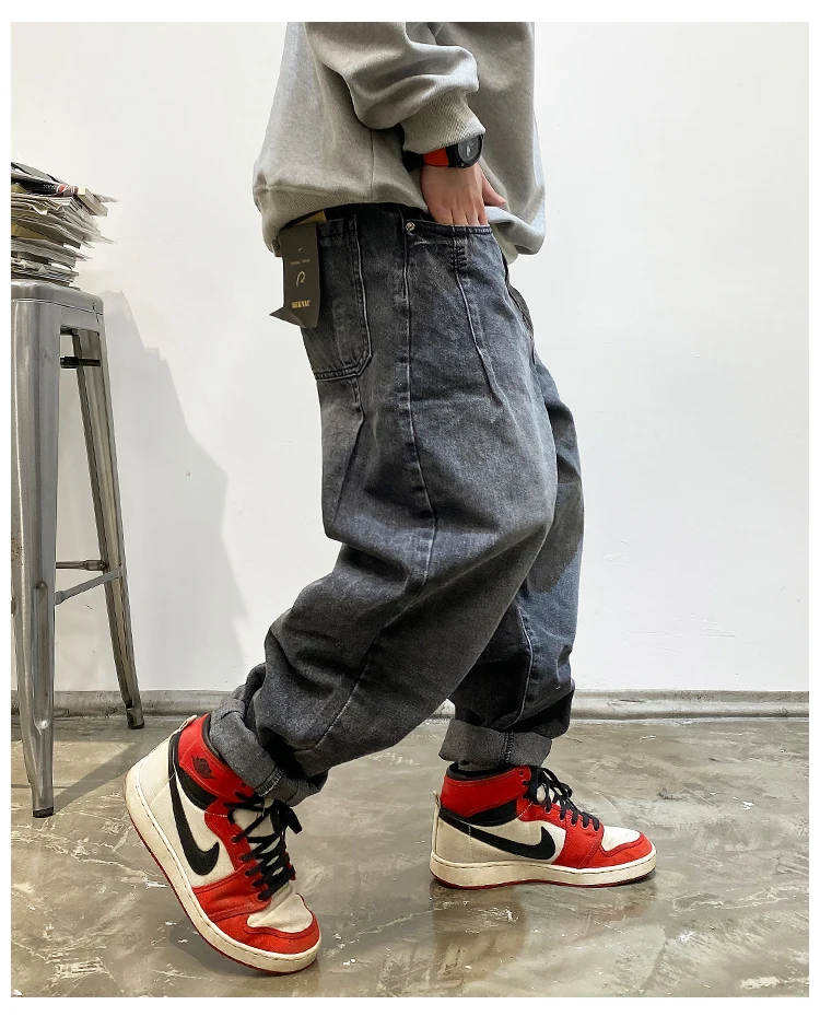American Vintage High Quality Cargo Jeans Men Clothing Japanese Streetwear Straight Denim Trousers Harajuku Casual Pants Male