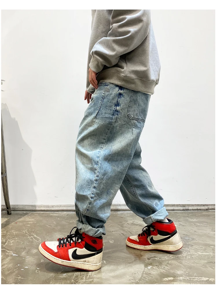 American Vintage High Quality Cargo Jeans Men Clothing Japanese Streetwear Straight Denim Trousers Harajuku Casual Pants Male