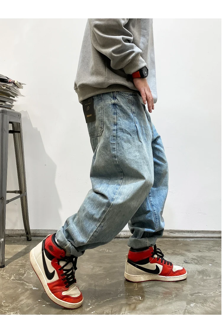 American Vintage High Quality Cargo Jeans Men Clothing Japanese Streetwear Straight Denim Trousers Harajuku Casual Pants Male